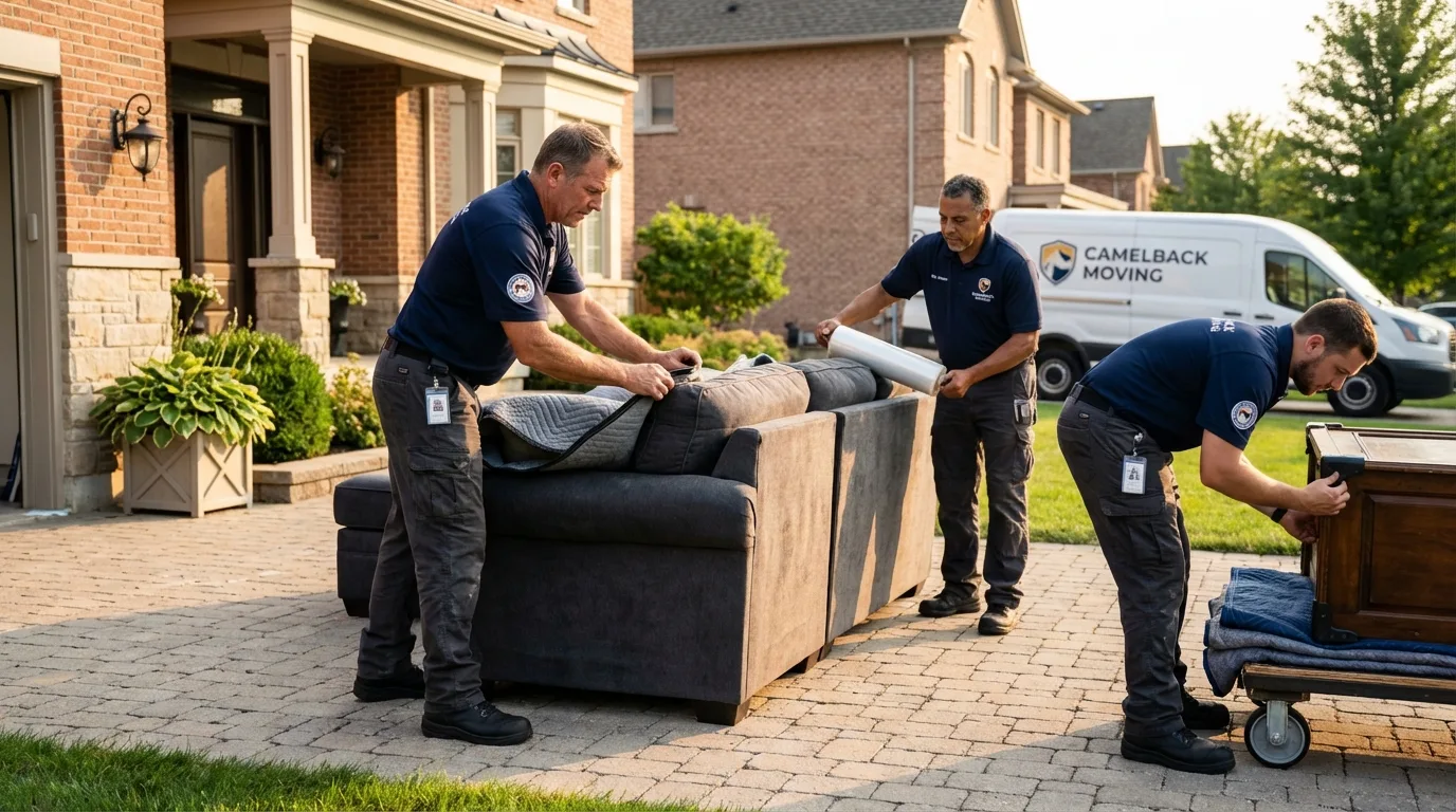Large estate moving crew wrapping furniture in Volga, SD